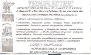 tequelectric mantenimiento tecnico servicio generales de plomeria, electricidad,