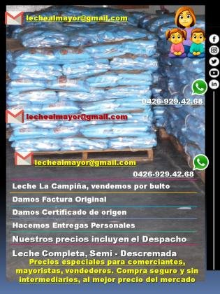 Leche La Campiña al mayor, el precio incluye el despacho.