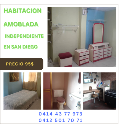 Habitación independiente alquilo a caballero en Urb. La Esmeralda San Diego. Valencia. Cerca de Universidad UJAP