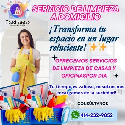Ofrecemos servicios de limpieza de casas y oficinas por día, en caracas todolimpio