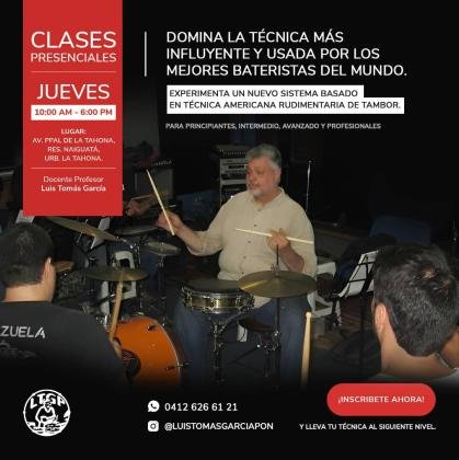 Clases de Bateria Presenciales y Online para todos los niveles.