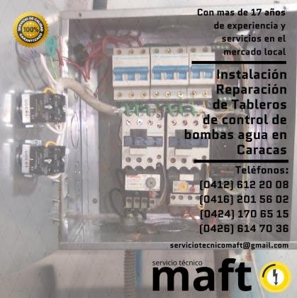 Reparación instalación de tableros de control de bombas en Caracas